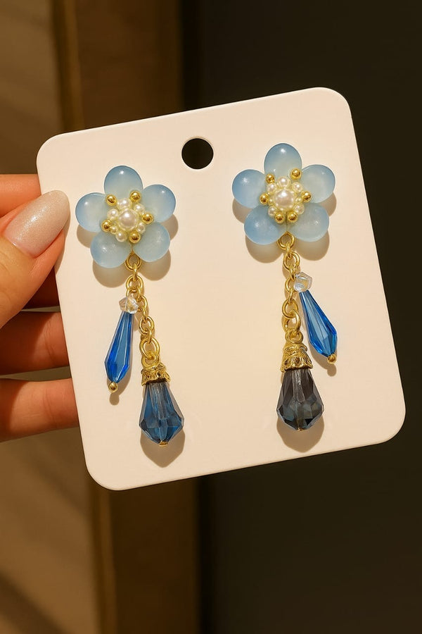 Bloom blue floral earrings