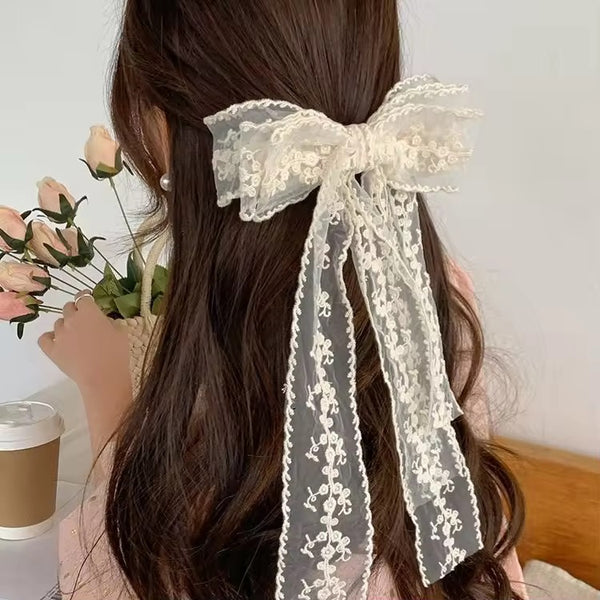 Vintage layered lace bow hair pin