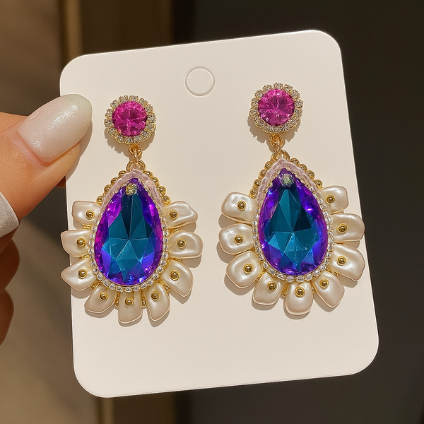 Purple flower princess earrings