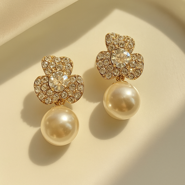 Clove flower pearl drops earrings