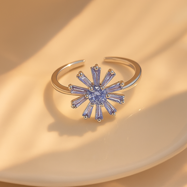 Daisy flower adjustable ring