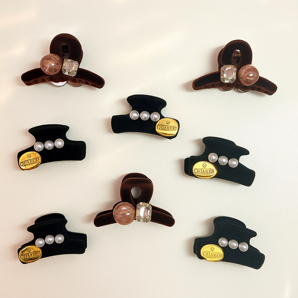 Small velvet claw clips