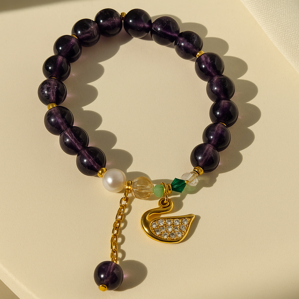 Black swan charm bracelet