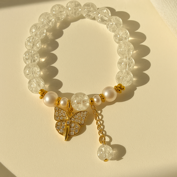 Butterfly charm white bracelet