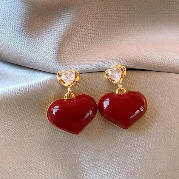 Cute red heart earrings