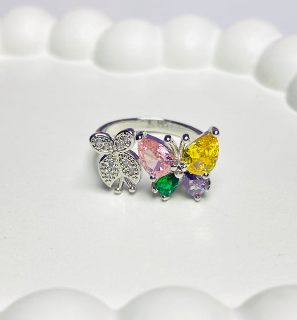 Butterfly multicolour adjustable ring