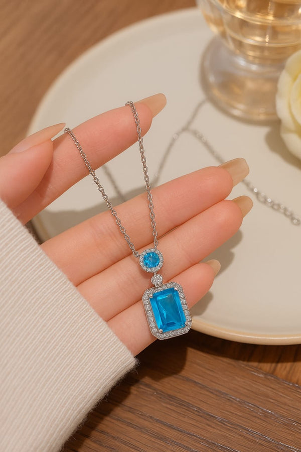 Elegant blue stone stainless steel necklace