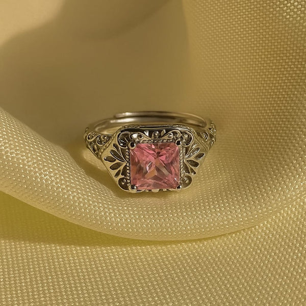 Vintage pink stone adjustable ring