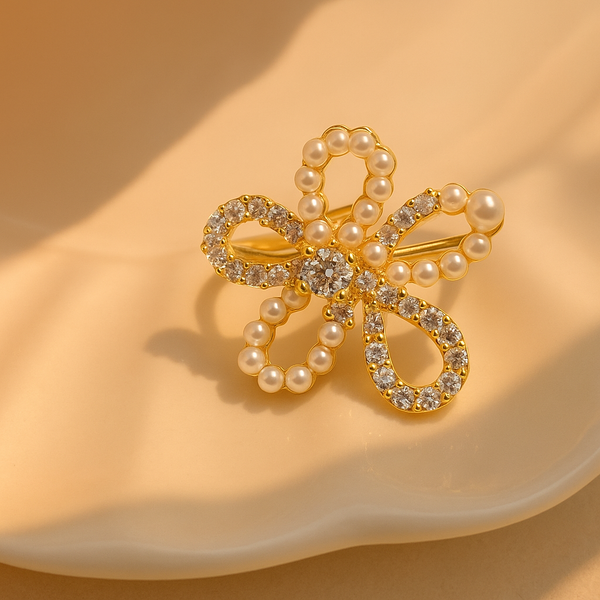 Flower pearl adjustable ring