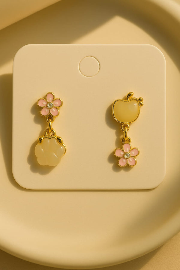 Cherry blossom cat mismatch earrings