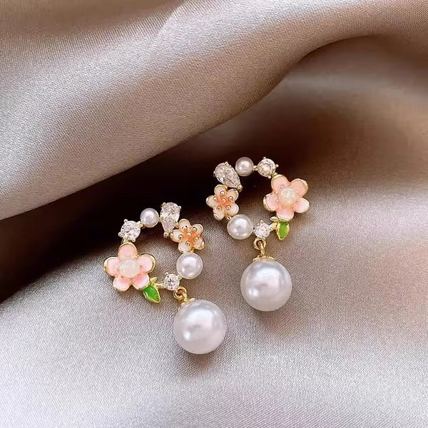 Dreamy flowers pearl earrings