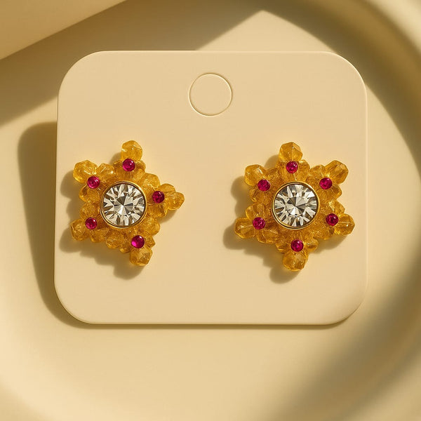 Pink floral stud earrings