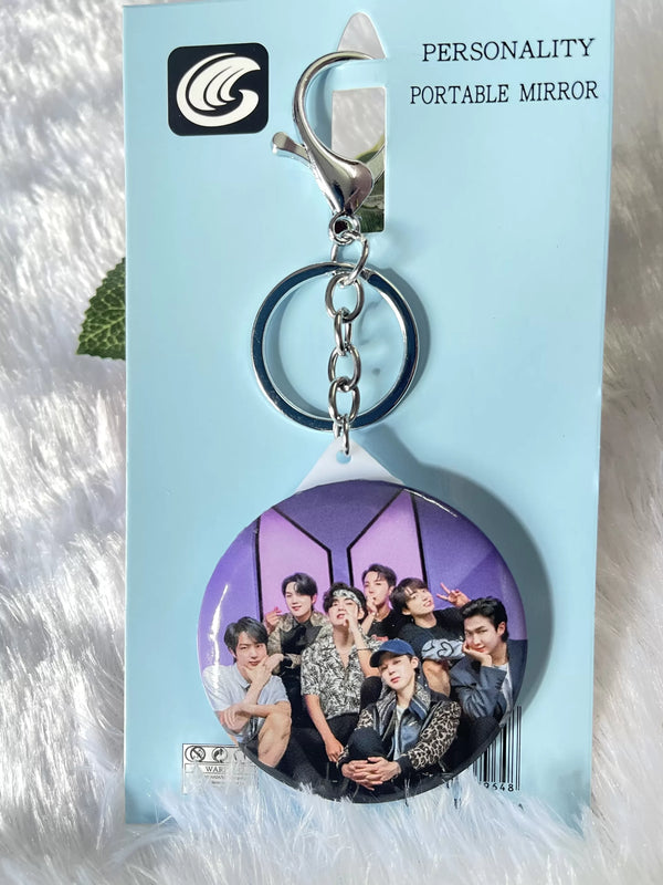 BTS Mirror Keychain With Keyring Holder