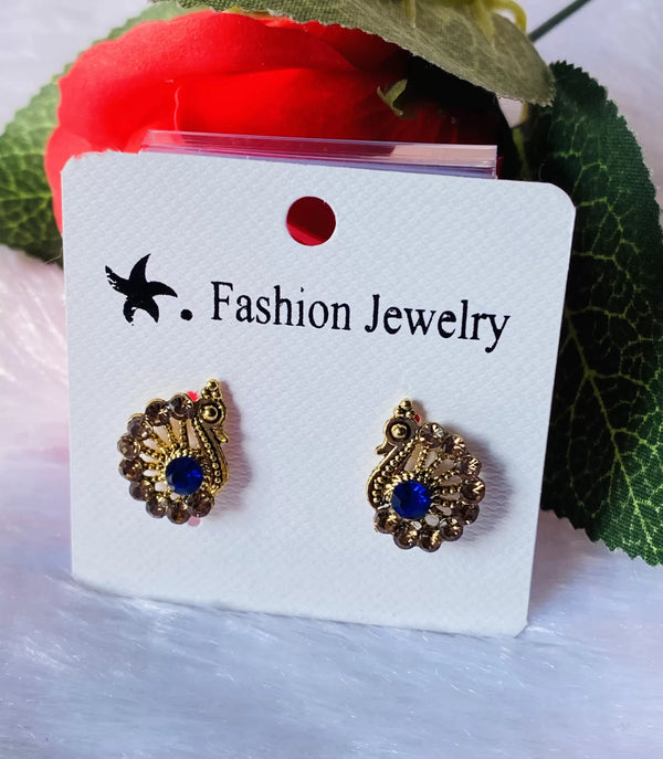 Multi Color Stone Peacock Ear Stud