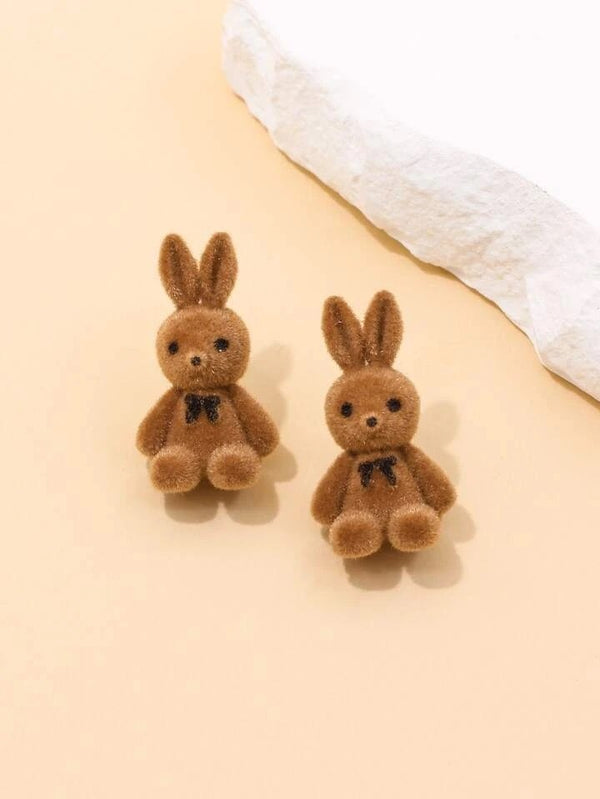 Plush bunny stud earrings