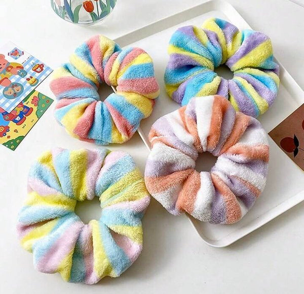 Cute candy shade large fur hair tie bands