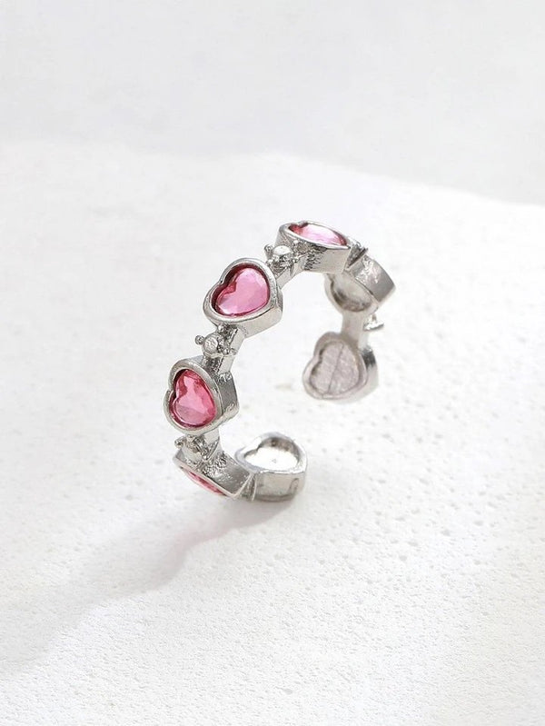 One Pink Girly Heart Heart Opening Adjustable Ring