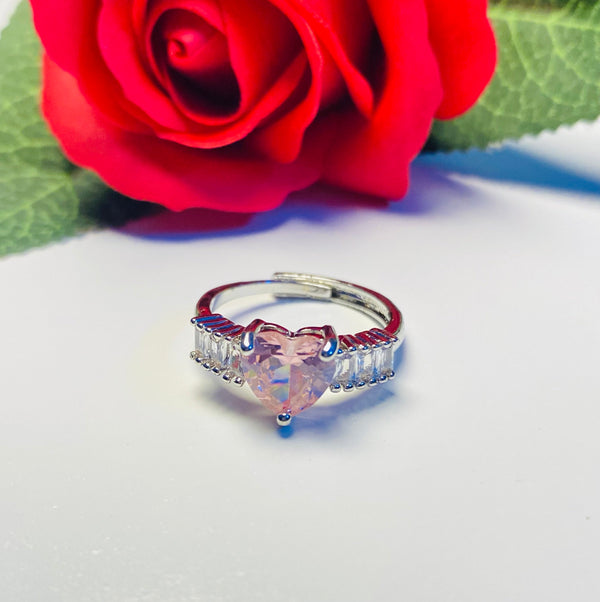 Aurora love heart Adjustable ring - pink
