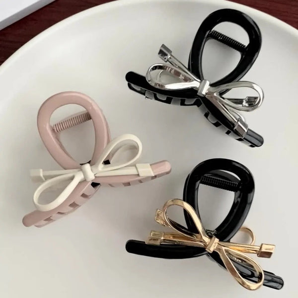 Multicolour bow hair claw clip