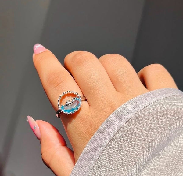 Ocean whale light luxury zircon ring