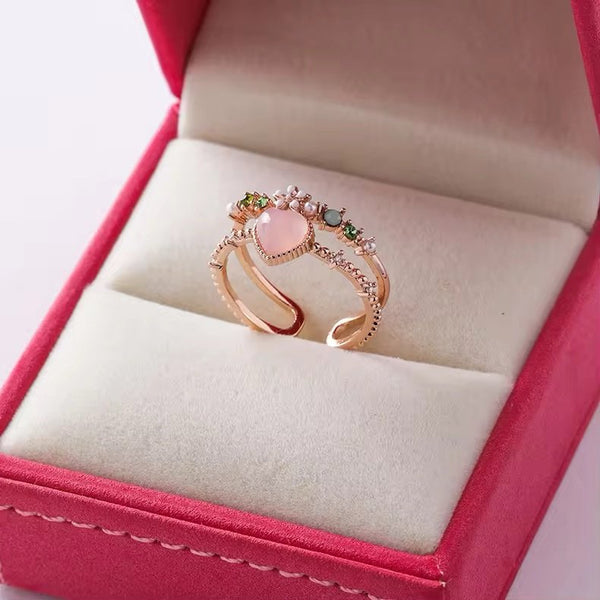 Colourful heart and flower ring