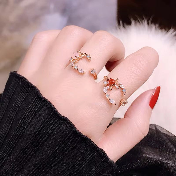 Rose Gold lucky moon adjustable ring