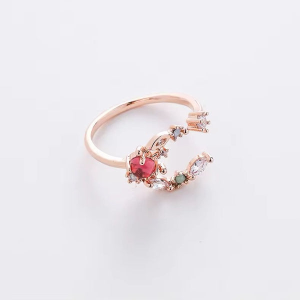 Rose gold lucky moon adjustable ring