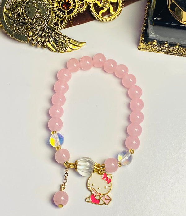 Hello kitty charm glass beads bracelet