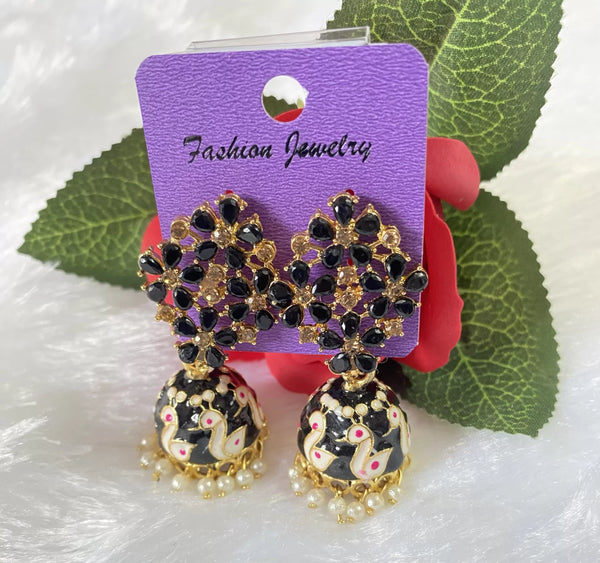 Floral Shape Gold Plated Jhumki Earrings For Women &amp; Girls