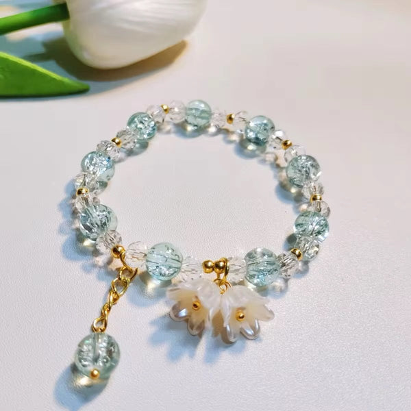 Tulip blue crystal beads bracelet
