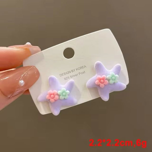 Purple star flower stud