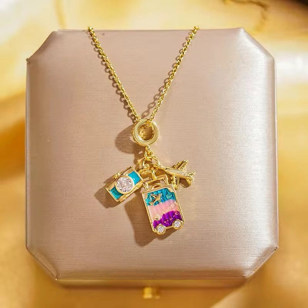 Stainless steel travel love pendant necklace