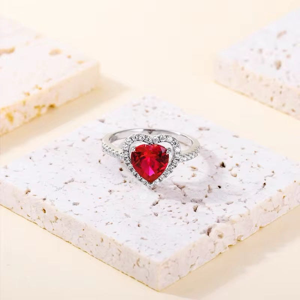 Romantic red love heart ring