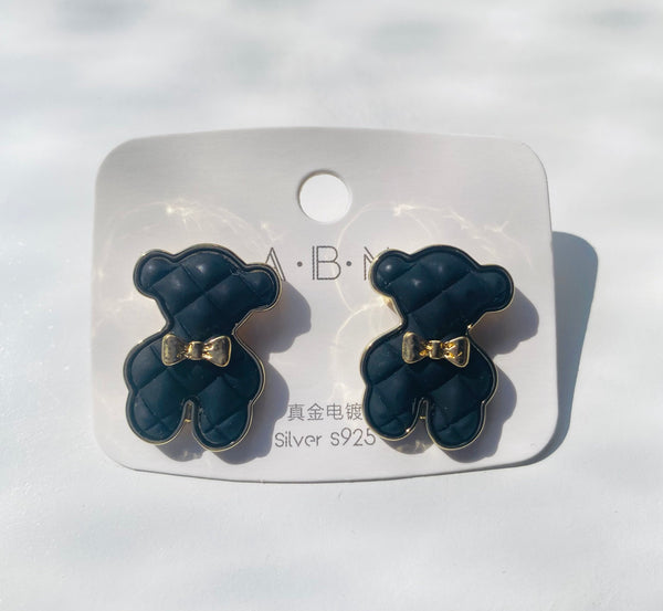 Cute golden black teddy earrings