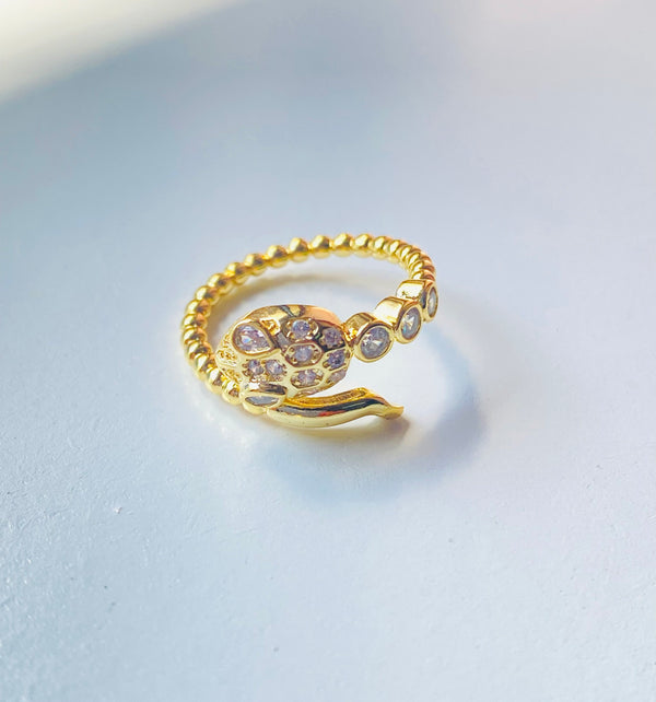 Golden snake zircon adjustable ring