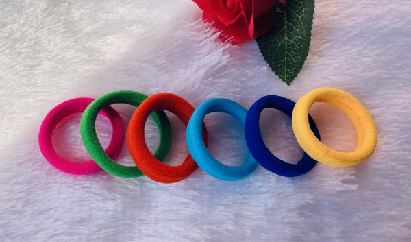 6 Thick Soft Endless Fabric Hair Elastics Bobbles Tie Band