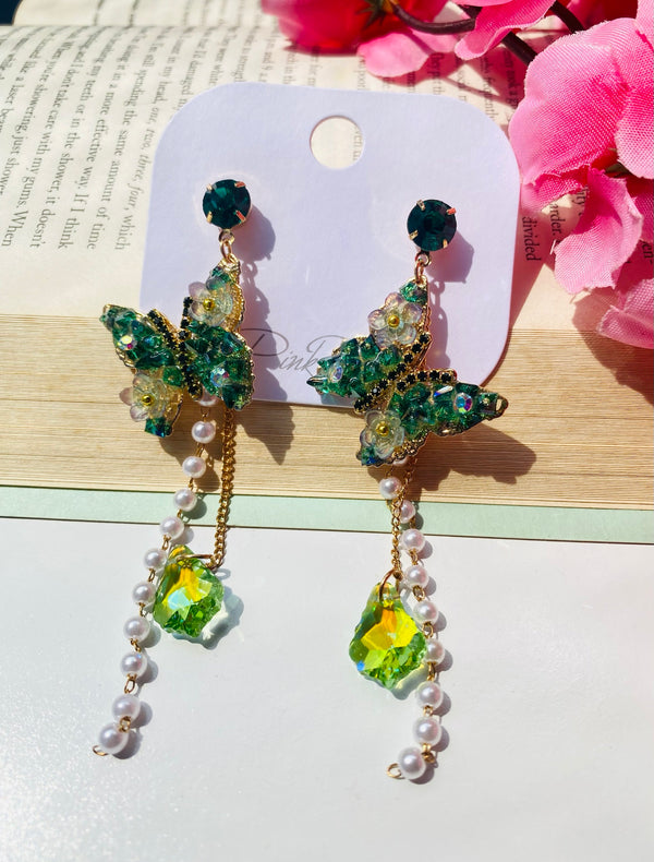 Princess Tiana butterfly tassel earrings