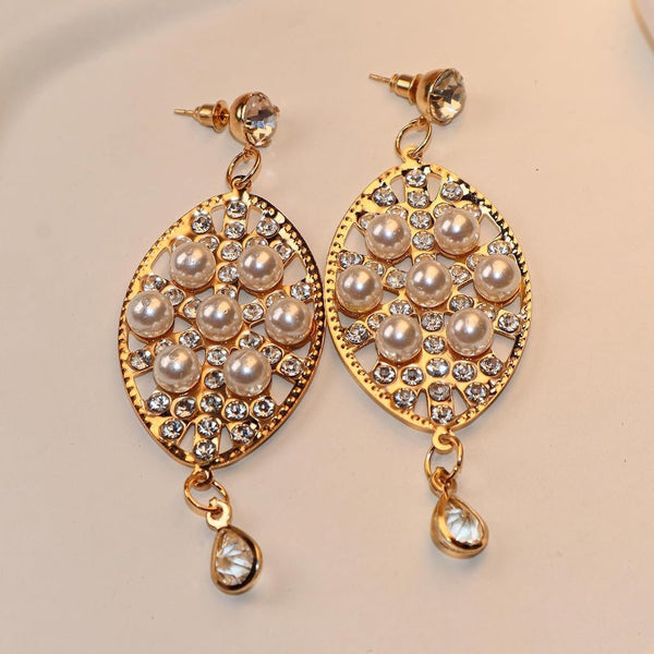 Golden pearl drop earrings