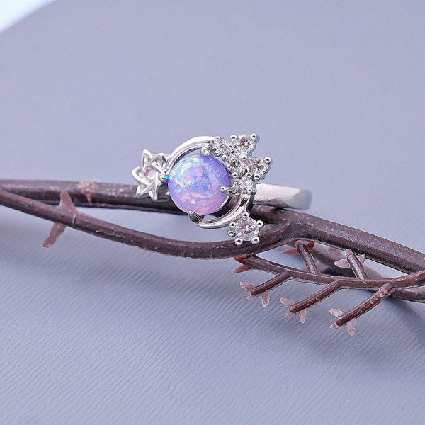 Natural purple opal adjustable ring