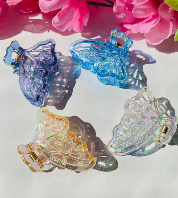 Shimmer and glossy butterfly claw clip