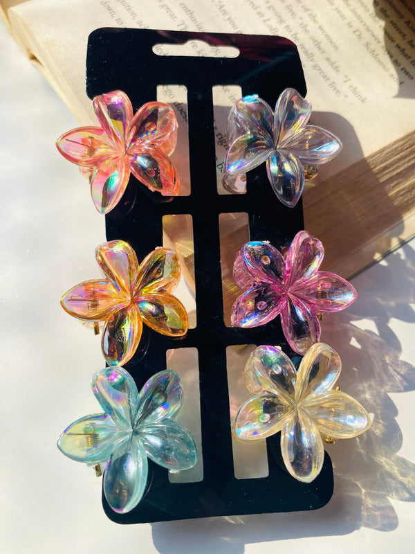 Glossy small flower combo - pack of 6 Clip