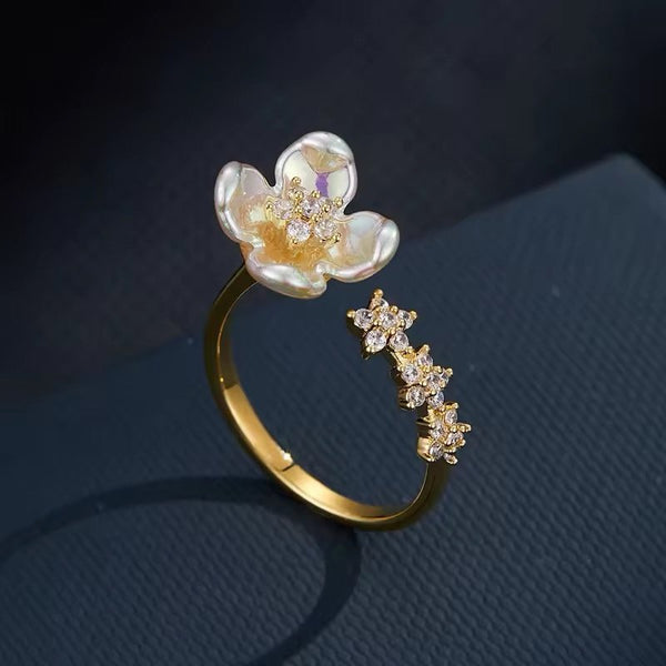 Rainbow flower adjustable ring