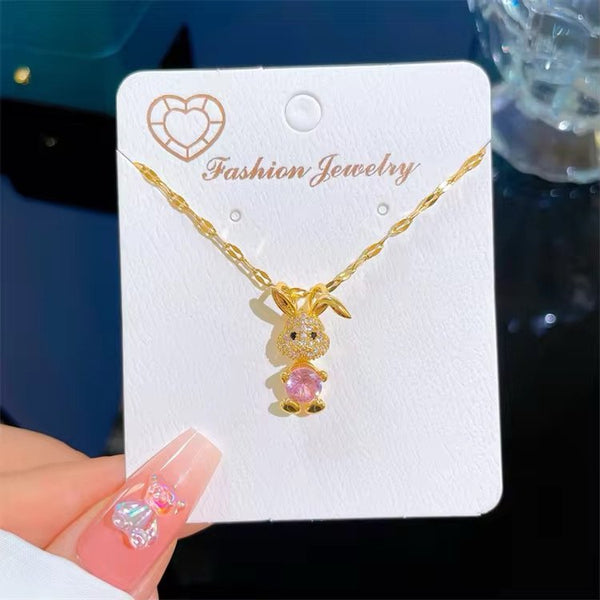 Stainless steel cute bunny necklace