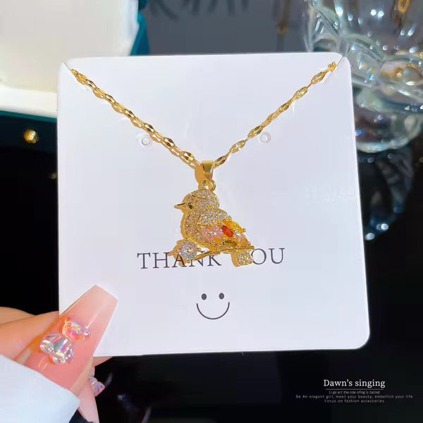 Stainless steel cute bird necklace