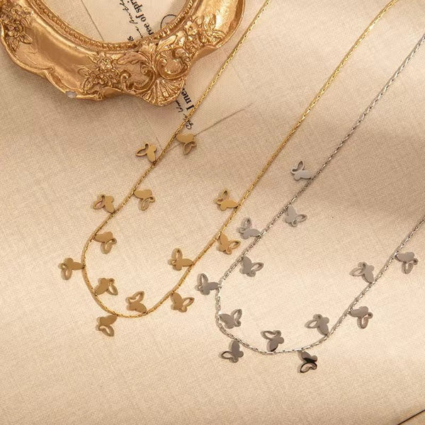 Stainless steel butterfly chocker necklace