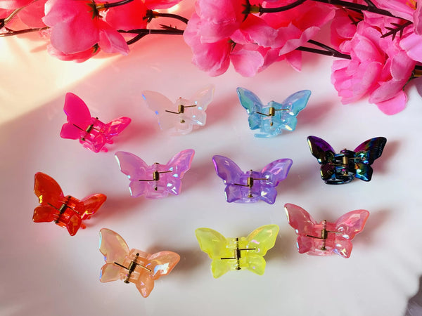 Small shiny Multicolour butterfly hair clip