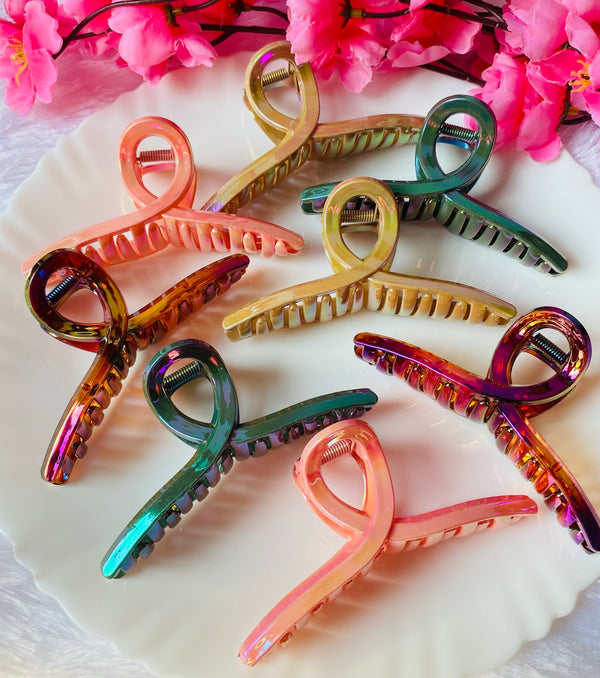 Large shiny Multicolour claw clip