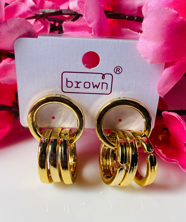 Korean style Gold plated multiple rings earrings