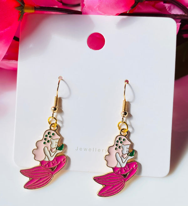 Cute Mermaid hook type earrings
