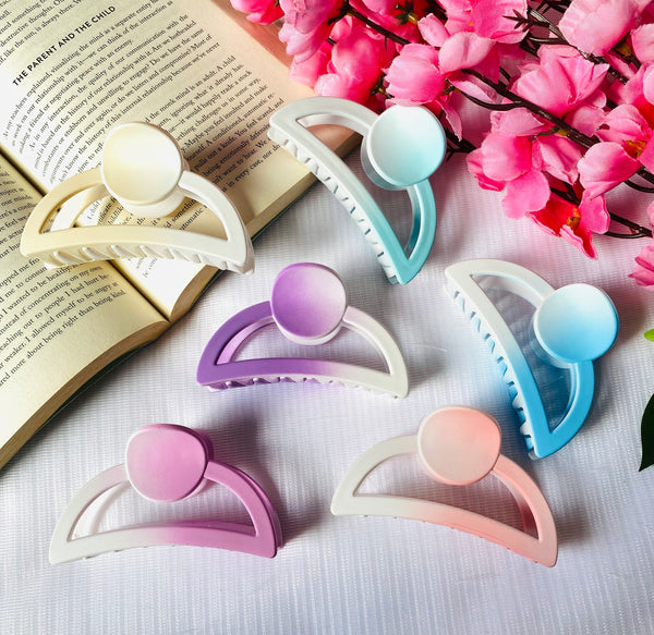 Large matte half moon dual colour claw clip